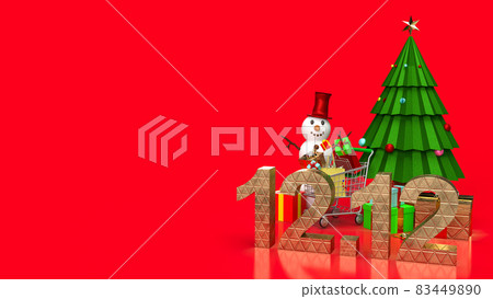 The gold number 12.12  and snowman for sale promotion concept 3d rendering 83449890