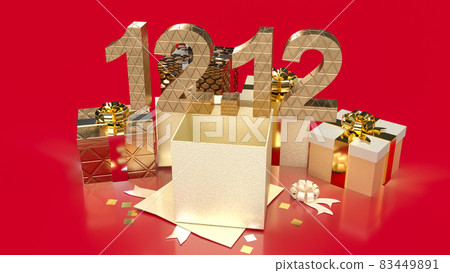 The gold number 12.12  and gift boxes for sale promotion concept 3d rendering 83449891