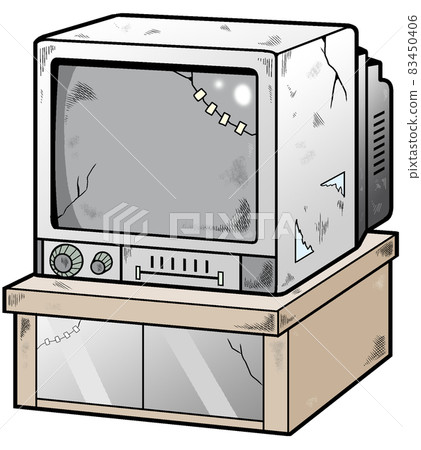 壞掉的 CRT 電視 [大件垃圾、垃圾收集、垃圾、垃圾、昭和、垃圾] 83450406