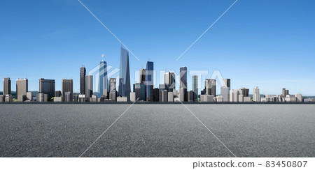 Cityscape with empty floor 83450807