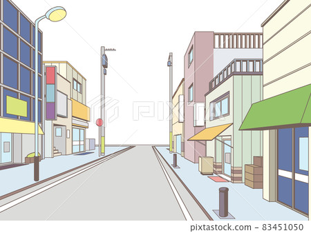 Illustration of a shopping street [cityscape /... - Stock Illustration ...