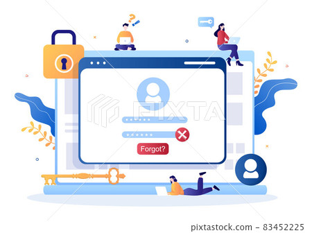 Forgot Password and Account Login for Web page, Protection, Security, Key, Access System in Smartphone or Computer Flat Vector Illustration Forgot Password and Account Login for Web page, Protection, Security, Key, Access System in Smartphone or Computer Flat Vector Illustration 83452225