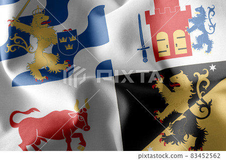 3D illustration flag of Vastra Gotaland is a region of Sweden 3D illustration flag of Vastra Gotaland is a region of Sweden 83452562