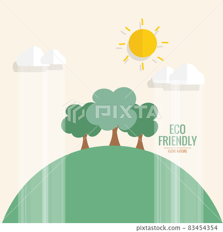 ECO FRIENDLY. Ecology concept with tree background. Vector illustration.. ECO FRIENDLY. Ecology concept with tree background. Vector illustration.. 83454354
