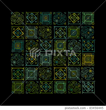 Talavera pattern. Indian patchwork. Turkish ornament. Moroccan tile mosaic. Spanish decoration. Ethnic background. Seamless pattern for your design 83456445