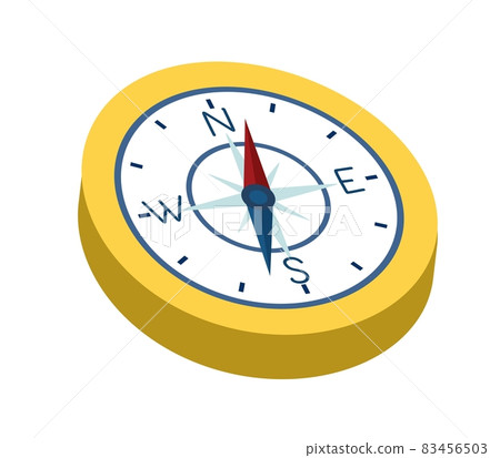 Illustration compass. The compass is golden, with the image of the directions and the wind rose. Illustration of a compass in a flat style. Illustration compass. The compass is golden, with the image of the directions and the wind rose. Illustration of a compass in a flat style. 83456503