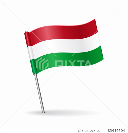 Hungarian flag map pointer layout. Vector illustration. 83456504