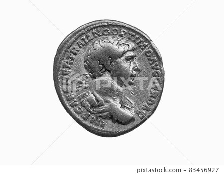 Gold Roman aureus coin of Roman emperor Trajan AD 98-117 isolated on a white background Gold Roman aureus coin of Roman emperor Trajan AD 98-117 isolated on a white background 83456927