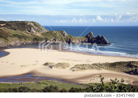 Three Cliffs Bay beach on the Gower Peninsular West Glamorgan Wales UK, 83457460