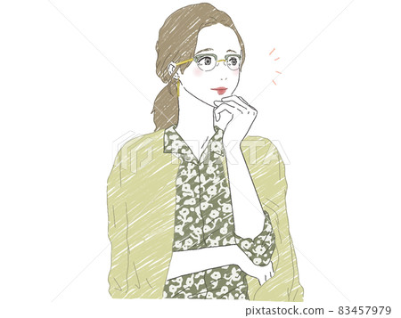 一個女人雙手放在臉頰上思考 83457979