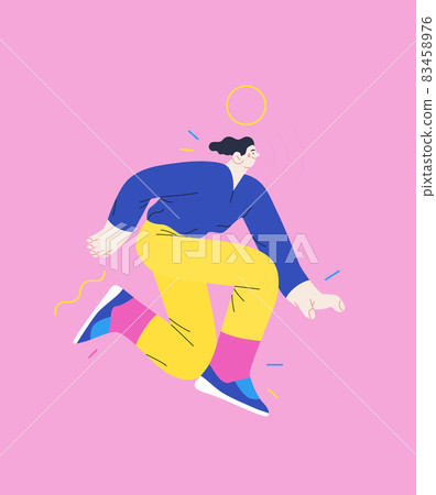 Happiness - happy people jumping in the air cheerfully 83458976