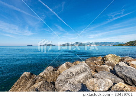 Gulf of La Spezia in front of the Port of Lerici - Liguria Italy 83459701