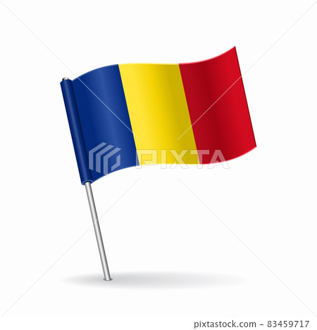 Romanian flag map pointer layout. Vector illustration. 83459717