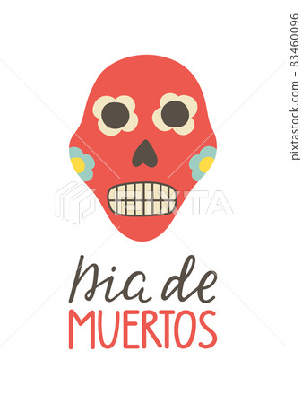 Dia de Muertos hand lettering poster. Day of the Dead card. Skull sticker. Mexican party. Amor eterno. Embroidery banner. Cinco de Mayo background. Mexico culture Holiday print. Vector illustration Dia de Muertos hand lettering poster. Day of the Dead card. Skull sticker. Mexican party. Amor eterno. Embroidery banner. Cinco de Mayo background. Mexico culture Holiday print. Vector illustration 83460096