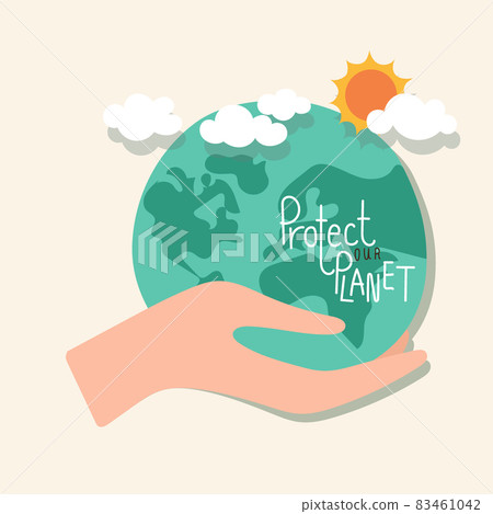 ECO FRIENDLY. Hand hold Green Earth. Vector... - Stock Illustration ...