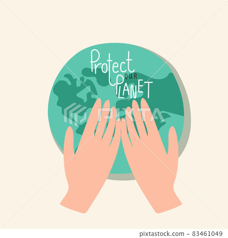 ECO FRIENDLY. Hand hold Green Earth. Vector illustration. ECO FRIENDLY. Hand hold Green Earth. Vector illustration. 83461049