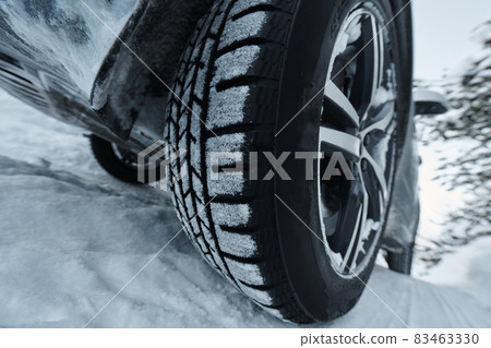 offroad suv car on icy winter north road offroad suv car on icy winter north road 83463330