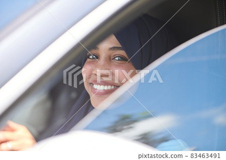 Arabic Woman Traveling By Car 83463491
