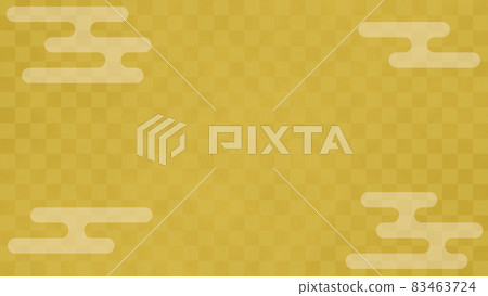 Japanese pattern background with golden checkered pattern and clouds Japanese pattern background with golden checkered pattern and clouds 83463724