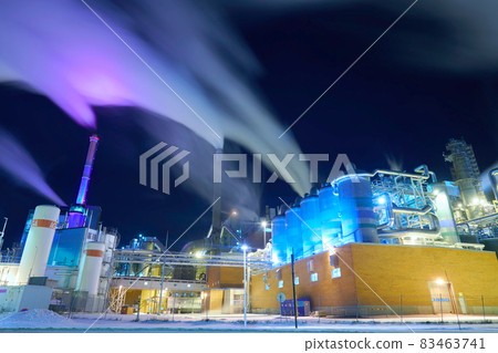 Factory at Night Air Pollution From Industrial Smoke Factory at Night Air Pollution From Industrial Smoke 83463741