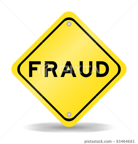 Yellow color transportation sign with word fraud on white background Yellow color transportation sign with word fraud on white background 83464681