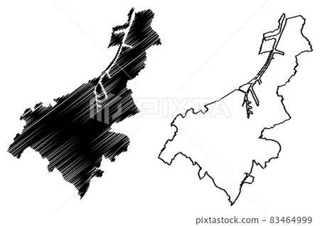 Ghent City (Kingdom of Belgium, Flemish Region) map vector illustration, scribble sketch City of Gent or Gaunt map 83464999