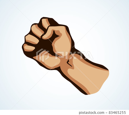 Hand with an elongated fist. Vector drawing 83465255
