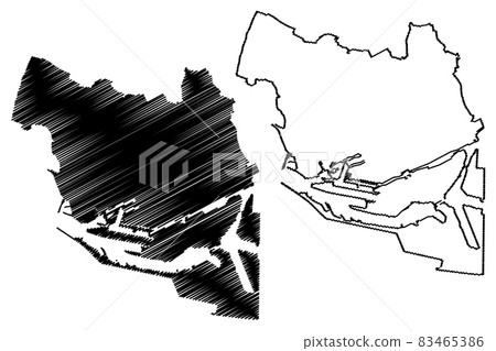 Le Havre City (French Republic, France) map vector illustration, scribble sketch City of Le Havre map 83465386