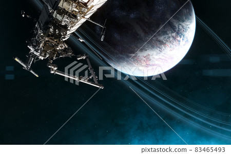 Space station on background of deep space planet Space station on background of deep space planet 83465493
