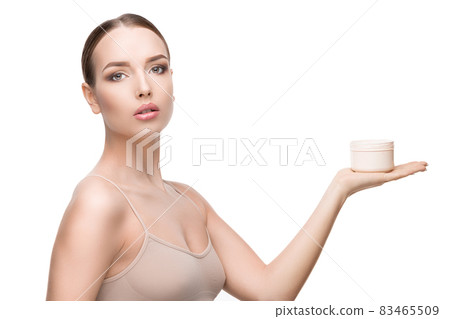 Beautiful Young Woman with Clean Fresh Skin isolated on white background 83465509