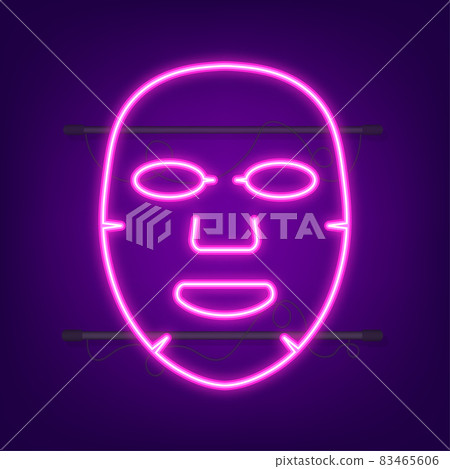 Facial mask flat icon. Neon style. Medicine, cosmetology and health care. Vector stock illustration 83465606