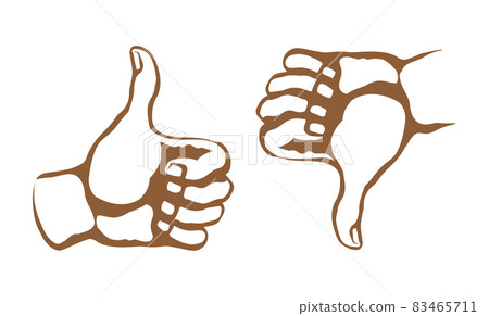 Thumbs up and down. Yes and no concept. Vector drawing 83465711