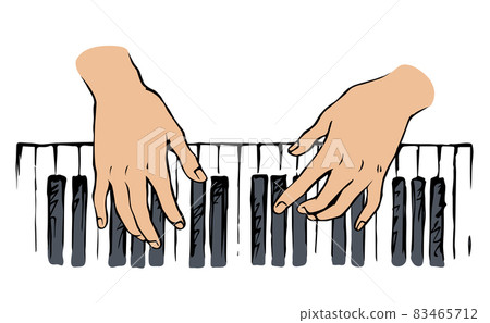 Hands on the keyboard. Vector drawing 83465712