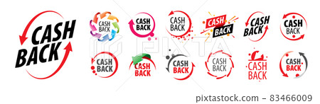 A set of vector cashback icons on a white background A set of vector cashback icons on a white background 83466009