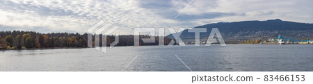 Panoramic View of Stanley Park during sunny sunset. 83466153