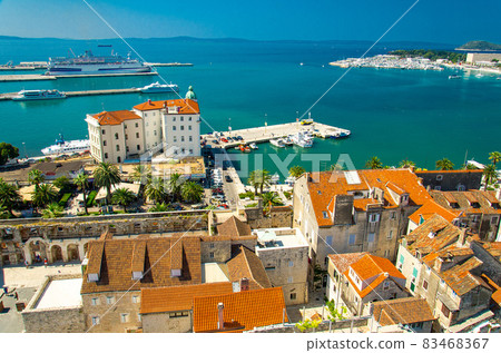 Marine waterfront and port aerial view, Split, Dalmatia, Croatia Marine waterfront and port aerial view, Split, Dalmatia, Croatia 83468367