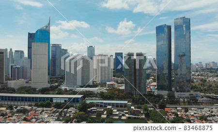 Aerial panorama of the city center with skyscrapers Jakarta. Indonesia. 83468875