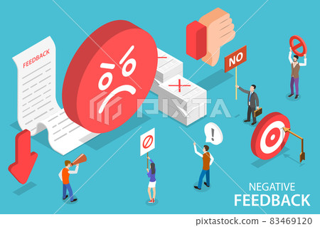3D Isometric Flat Vector Conceptual Illustration of Negative Feedback. 83469120