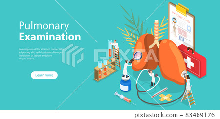 3D Isometric Flat Vector Conceptual Illustration of Pulmonary Examination. 83469176