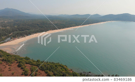Agonda Beach aerial drone view. Goa. India. 83469186