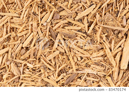 Muira Puama herbal tea background. Natural potency wood, medicinal plant, dry tea. Ptychopetalum olacoides. Top view. 83470174