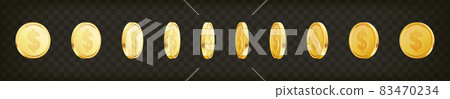Golden money set. Set of rotating gold coins. - Stock Illustration ...