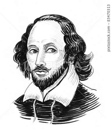 William Shakespeaer. Ink black and white drawing 83470313
