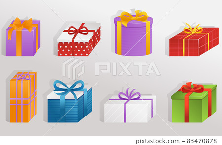 Gift boxes with ribbons collection. Holiday gift box. Vector illustration eps10 Gift boxes with ribbons collection. Holiday gift box. Vector illustration eps10 83470878