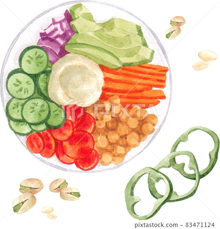 fruits and vegetables.Organic healthy food for market, farming products watercolor 83471124