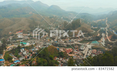 Aerial view of the city of Munnar in Kerala. India. Aerial view of the city of Munnar in Kerala. India. 83471582