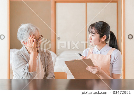 Elderly women receiving home care (headache / fever) 83472991