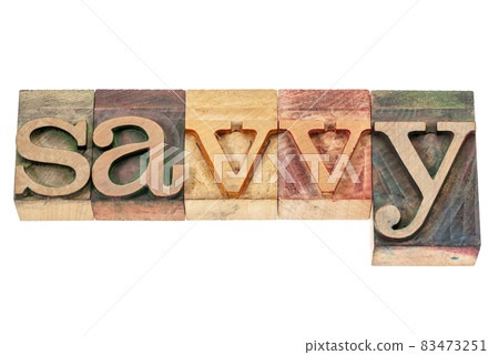 savvy word in wood type 83473251