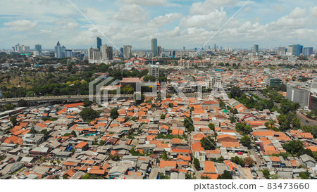 Aerial panorama of the outskirts of the city of Jakarta. Indonesia. 83473660