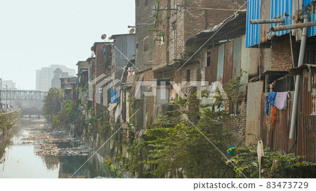 Dharavi slums in east Mumbai. Bandra District, Maharashtra, India. 83473729
